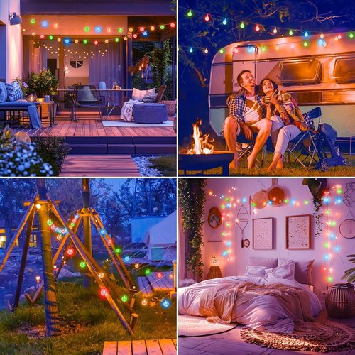 Minetom Crystal Globe String Lights - 33 ft 60 LED Waterproof Fairy Lights with Remote & 8 Modes | Multicolor Decor for Bedroom, Tent, Patio & Parties