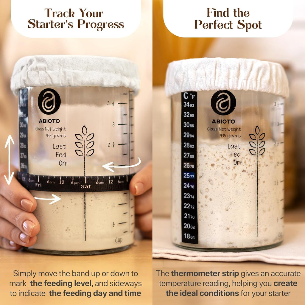 Skiennix Sourdough Starter Kit - Beginner-Friendly Baking Supplies with 10” Round & 11” Oval Banneton Baskets