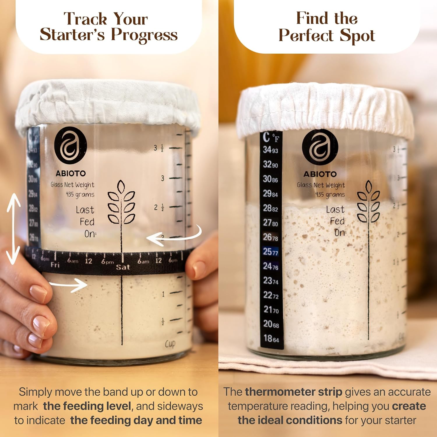 Skiennix Sourdough Starter Kit - Beginner-Friendly Baking Supplies with 10” Round & 11” Oval Banneton Baskets