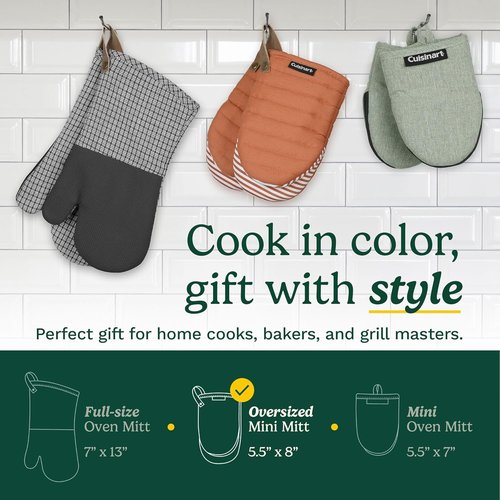 Cuisinart Mini Oven Mitts - Heat-Resistant 5.5” x 8” Kitchen Mitts with Non-Slip Silicone | Durable Cooking Set