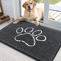 OLANLY Dog Door Mat - Absorbent Non-Slip Mud Mat for Paws | 35x24 Dark Grey Chenille Design