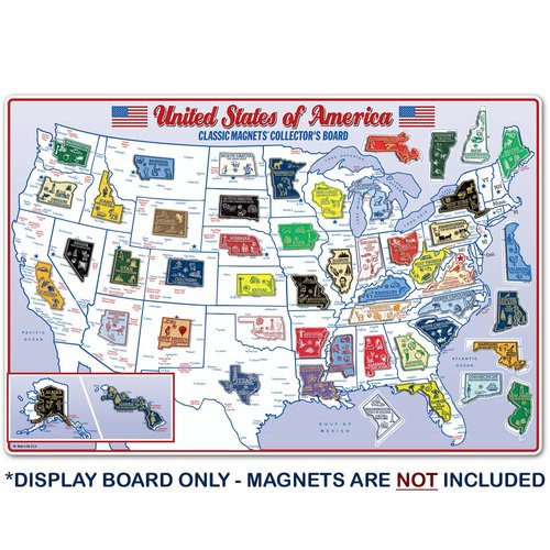 State Map Magnet Collector's Metal Display Board (Board Only) by Classic Magnets, Made in The U.S.A., 19.5" x 29.25"