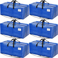 BAGAIL Heavy Duty Moving Bags - Extra Large Storage Totes with Strong Handles | 6 Pack, Blue