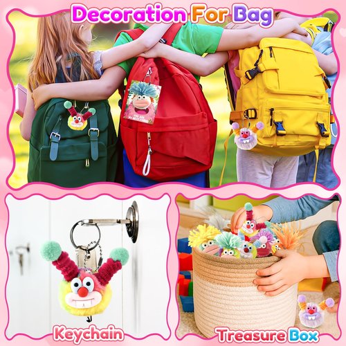 LUBUYILD 24 Pack Valentines Day Gifts for Kids - Plush Keychains Bulk with Valentines Cards for Girls Boys, Cute Mini Animal Stuffed Toys for Class Classroom Exchange and School Party Favors