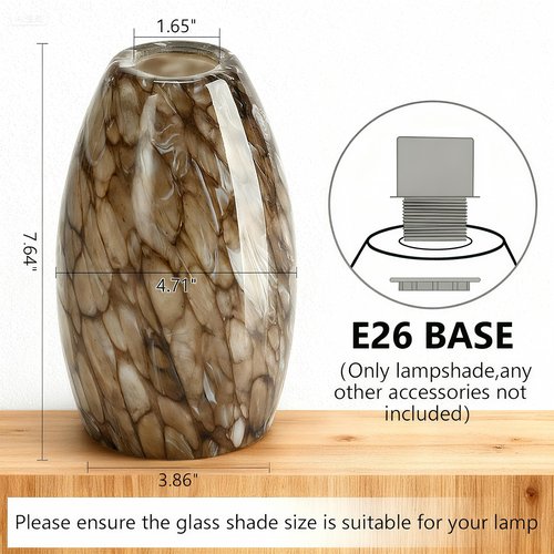 Glass Pendant Light Shade, Oval Glass Lamp Covers for Kitchen Island, Pendant Light Fixtures Replacement, Brown Hanging Ceiling Chandelier Shade Replacement 7.64x4.71" with 1.65" Fitter, 3 Pack
