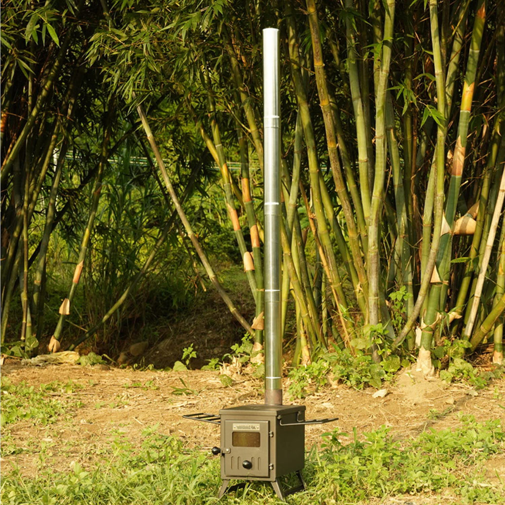 SoloWilder Wood Stove Pipe 2.36inch Thickened Straight Chimney Flue for Camping Stove Exhaust Lengthen 32cm/12.6inch