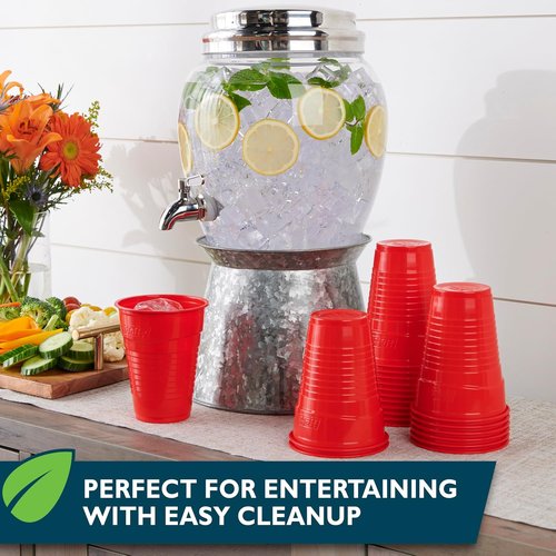 Hefty EcoSave Compostable Party Cups - Red 18 oz | 16 Count (Pack of 3) for Eco-Friendly Gatherings