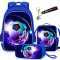 TILYTADLY School Backpack for Boys - 4pcs Soccer Boys Backpack with Lunch Box and Pencil Case for Kids Children Teens Elementary Middle School - Students Bag for Ages 6-18,17″Bookbag Travel Back Pack