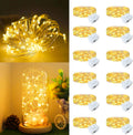 Skiennix 12-Pack Fairy Lights - 7ft Battery Operated Mini String Lights | Waterproof Silver Wire for Weddings & Parties