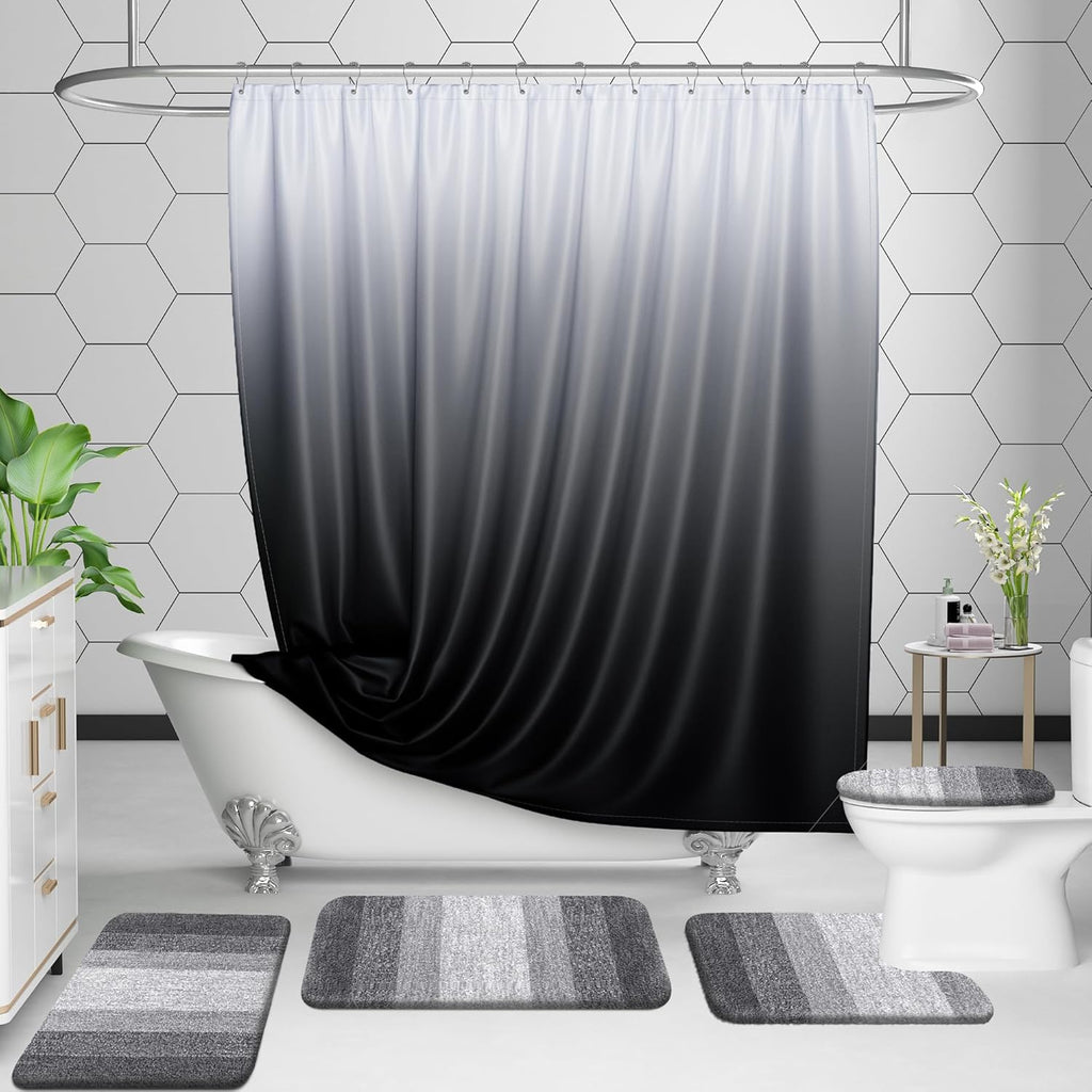 OLANLY Bathroom Rug Set - Soft Absorbent Microfiber Bath Mats & U-Shaped Toilet Rug | Non-Slip, Grey (24"x16" + 24"x20")