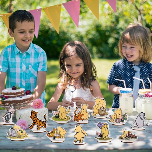 The Winnie Bear Wooden Table Centerpieces for Birthday Party/Baby Shower Decorations, Set of 12