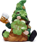 Hodao Green St. Patrick's Day Gnome Figurine - 6" Handmade Resin Elf for Spring Decor