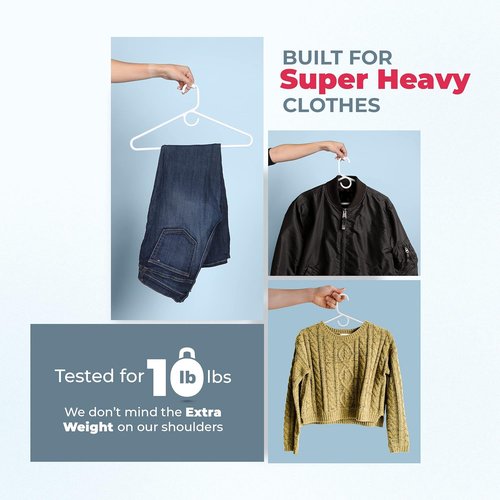 Neaties Super Heavy Duty Clothes Hangers - 18 Pack | 10lb Capacity Thick Plastic for Pants, Coats & Jackets - White