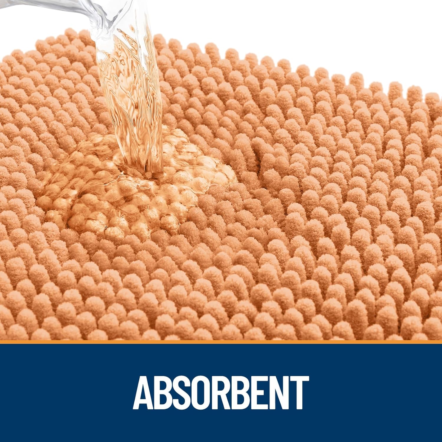 OLANLY Dog Door Mat - Absorbent Non-Slip Washable Chenille Mat for Muddy Paws | 54x24, Orange
