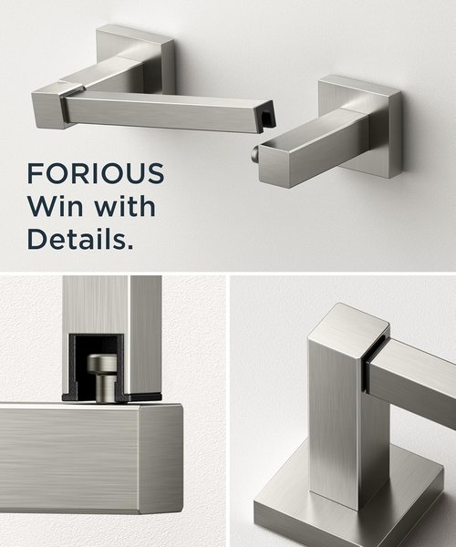FORIOUS Stainless Steel Toilet Paper Holder - Rustproof Double Post Pivoting Design | 2-Pack Square