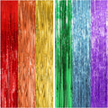 Skiennix Rainbow Party Backdrop Streamers - Colorful Foil Fringe Curtains for Events | 2 Pack