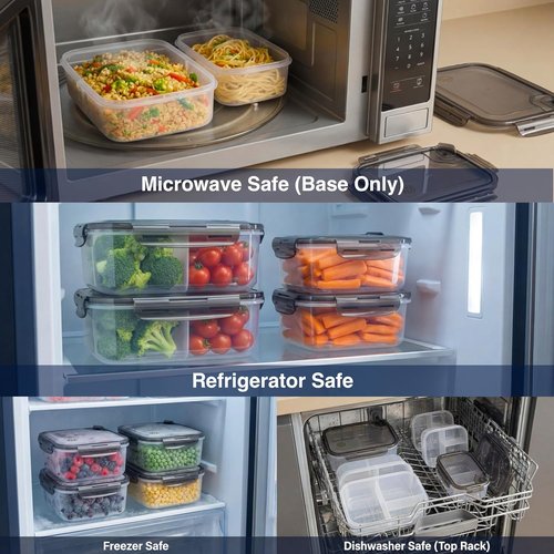 Compartmentalized Airtight Food Storage Containers by [Brand Name] - BPA-Free, 5-Pack with Vented Lids for Meal Prep (5.5 Cups Each)