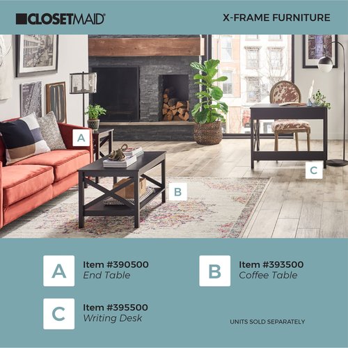 ClosetMaid 3905 X-Frame Design Side or End Table with Shelf, Black Walnut Wood