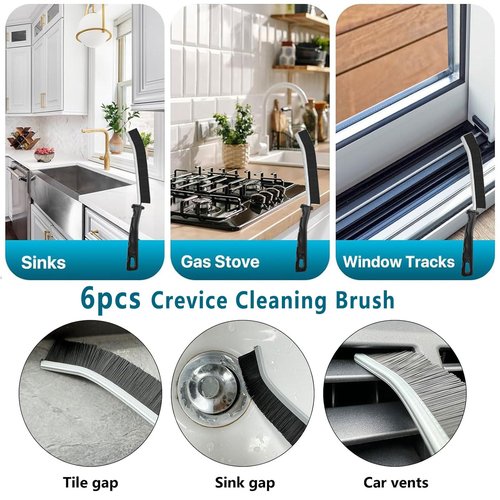 Crevice Cleaning Brush - Grout Scrub Brush, House Cleaning Supplies, Gap Cleaning Tools, Home Essentials, Gifts for Women Men, Hard Bristle Crevice Cleaner Brush for Household Use, Bathroom(11Pcs)