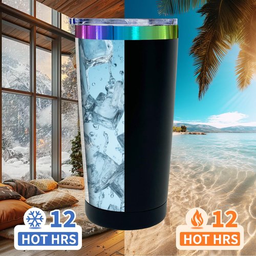 20 oz Tumbler Bulk with Lid and Straw Double Wall Vacuum Insulated Travel Coffee Mug Powder Coated Cup for Hot and Iced Drinks (Black,12 pack)