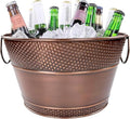 BREKX Copper Galvanized Old Tavern Copper-Finish Beverage Ice Bucket/Drink Tub for Parties, Wedding Gifts, 15 Quart Champagne Bucket - Farmhouse Decor Galvanized Bucket