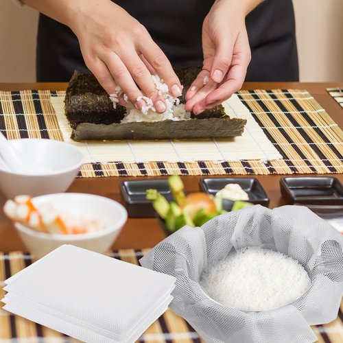 Rice Net 47" X 39" Sushi Cooking Net Mesh, Rice Steamer Cloth Nylon Cooking Napkin Non-Stick Rice Cooker Steam Reusable Cooking Steam Cloth Rice Net Napkin Bamboo Steamer Mat Cloth