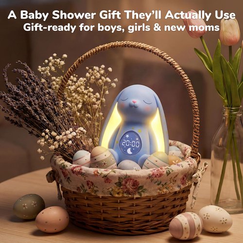 Mom's Choice Awards丨Bunny White Noise Sound Machine Baby for Sleep- AI Cry Detection, 100 Soothing Sounds, 5-Year APP Access Included, Easter Gifts for Baby, Night Light & Sleep Trainer, New Mom Gift