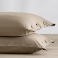 JELLYMONI 100% Washed Cotton Standard Pillowcases Set, 2 Pack Linen-Like Texture Breathable Pillow Covers with Button Closure,Dusty Khaki Standard 20"×26"(Pillows are not Included)