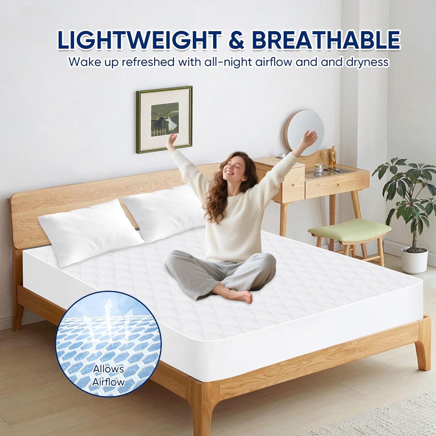 WESLEEPER Waterproof Mattress Protector - Super Soft & Breathable Bed Cover | Twin Size, Blue