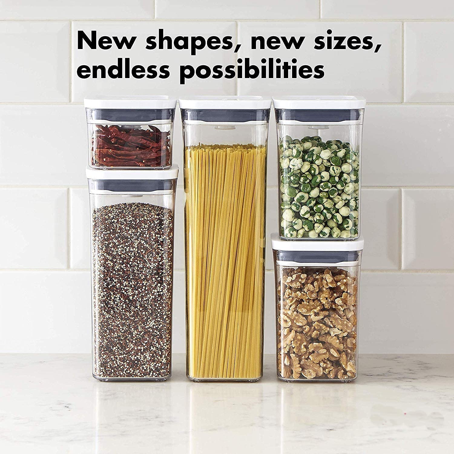 OXO Good Grips POP Container 2.8-Quart Square Airtight Food Storage for Sugar and More (Set of 4)