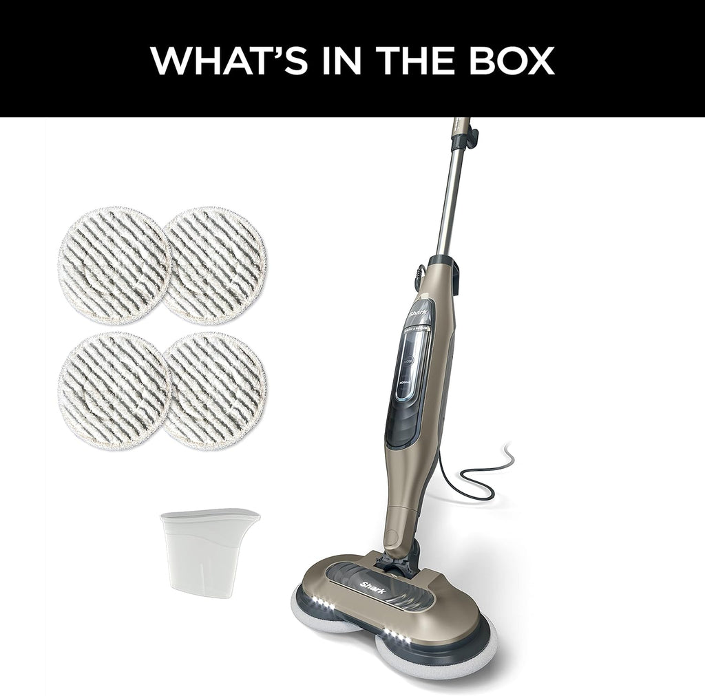 Shark S7001 Mop - 3 Steam Modes & LED Headlights for Hard Floors | 4 Washable Dirt Grip Pads, Gold