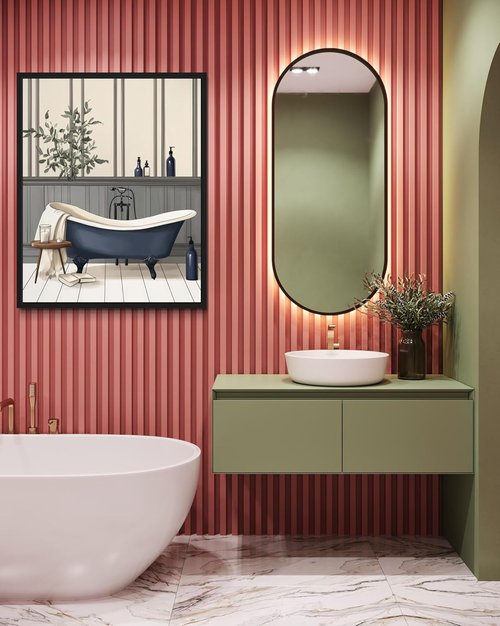 Blue Bathtub Art Print | Humorous Aesthetic Wall Decor | 8 x 10 Inches Unframed