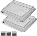 Cuisinart Air Fryer Accessories - 2 Pack Basket Tray Set with 12.2"x11" Stainless Steel Baking Sheet for Perfect BBQ Cooking