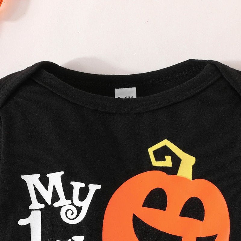 Toddler Girl Halloween Outfit Set Bodysuit Pants Hat Z12-Orange2 3-6 Months