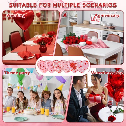 sqzrmdcg 60 Pcs Valentine's Day Disposable Heart Paper Plates, 9 Inch Red and Pink Heart Shape Paper Plates for Wedding Dinners, Romantic Themed Parties Essential Supplies, Valentine‘s Day Gift