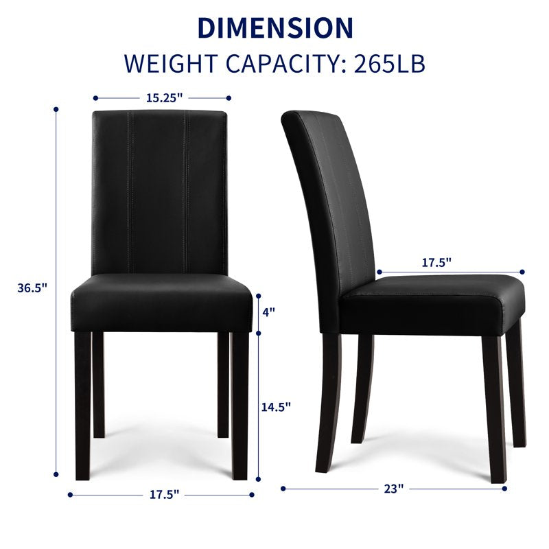 Modern Mid-Century Faux Leather Dining Chair Set of 4 - Black
