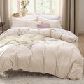 Bedsure Oat Milk Duvet Cover Full Size - 3 Pieces Prewashed Extra Soft Cotton-Like Polyester Bedding Set, Includes 1 Duvet Cover 80x90 Inches with Zipper Closure & 2 Pillow Shams, No Comforter
