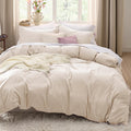 Bedsure Oat Milk Duvet Cover Set - King Size 3-Piece Extra Soft Cotton-Like Polyester Bedding, 104x90 Inches with Zipper Closure & 2 Pillow Shams
