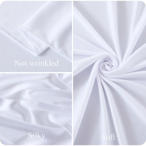 gogoparti White Ruffle Table Skirt for Rectangle Tables 14ft White Tutu Tablecloth for Wedding Birthday Party Bridal Banquet