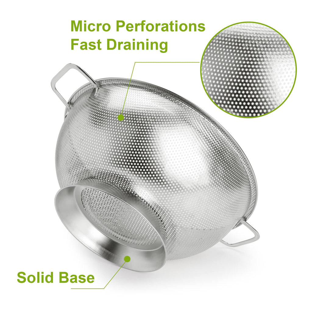 Gulex Colander Stainless Steel 3-Quart, Strainer Kitchen, Dishwasher Safe