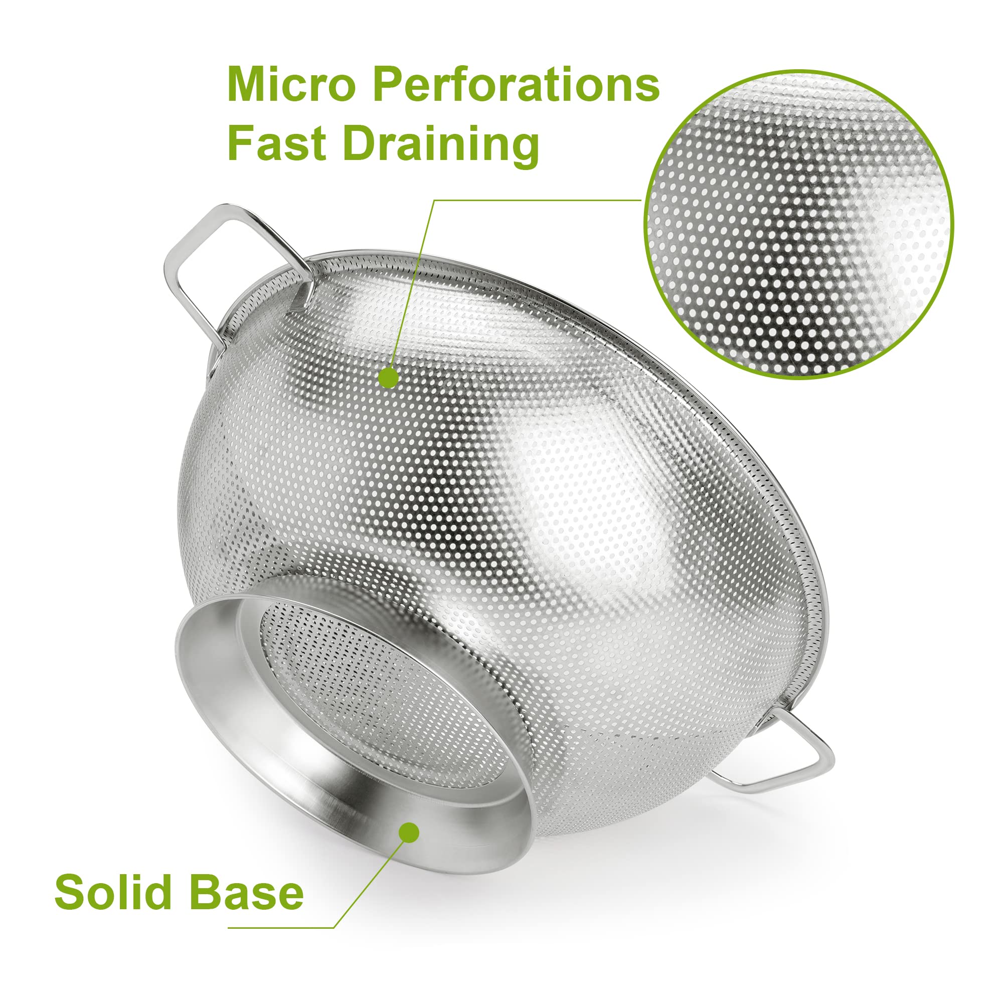 Gulex Colander Stainless Steel 3-Quart, Strainer Kitchen, Dishwasher Safe