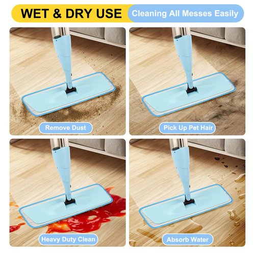 8 Pack 16.5 inch Reusable Mop Pads Microfiber Spray Mop Replacement Heads for Wet/Dry Mops Compatible with Bona Floor Care System