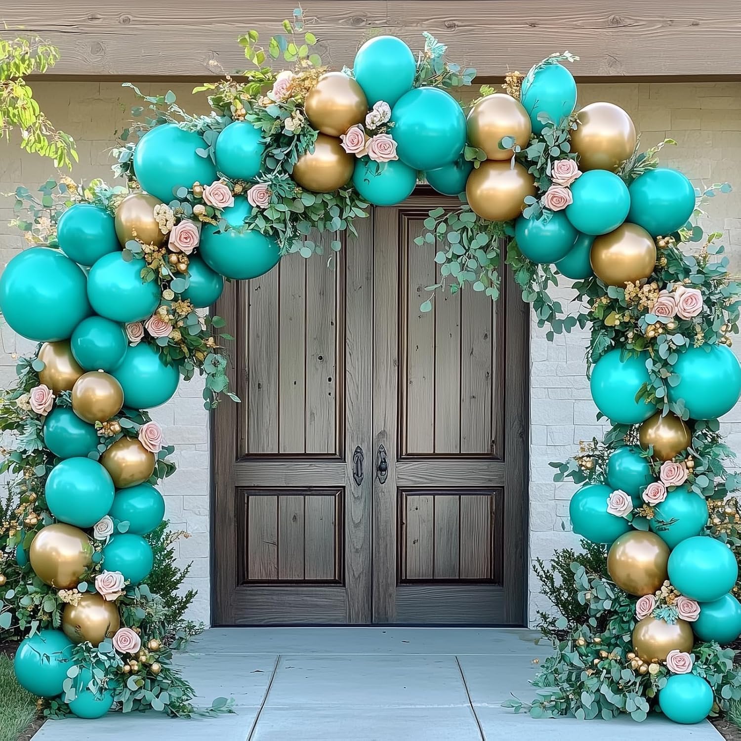 RUBFAC Teal Blue Balloons - 129-Piece Latex Garland Set for Birthdays, Weddings & Baby Showers | 5-18 Inch Sizes