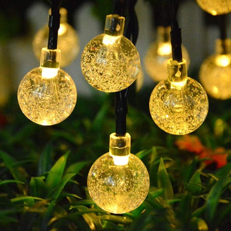7M Solar Bubble Globe String Lights - Waterproof LED Fairy Lights, 8 Modes, Warm White