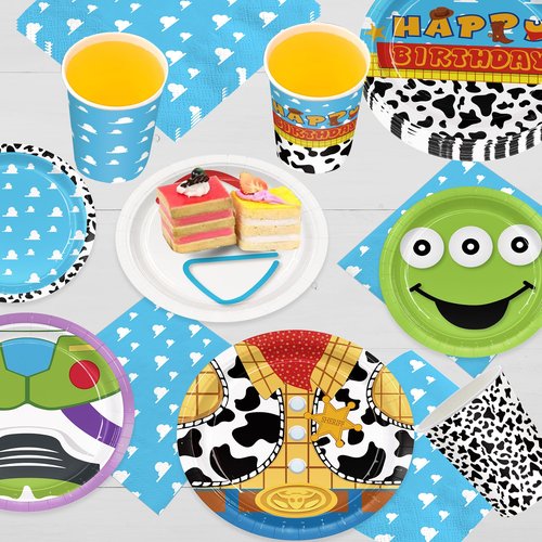 120pcs Birthday Party Supplies Include Cloud Plates Napkins Cup Dessert Plates Disposable Paper Tableware Set Kids Birthday Party Decorations For 30 Guests