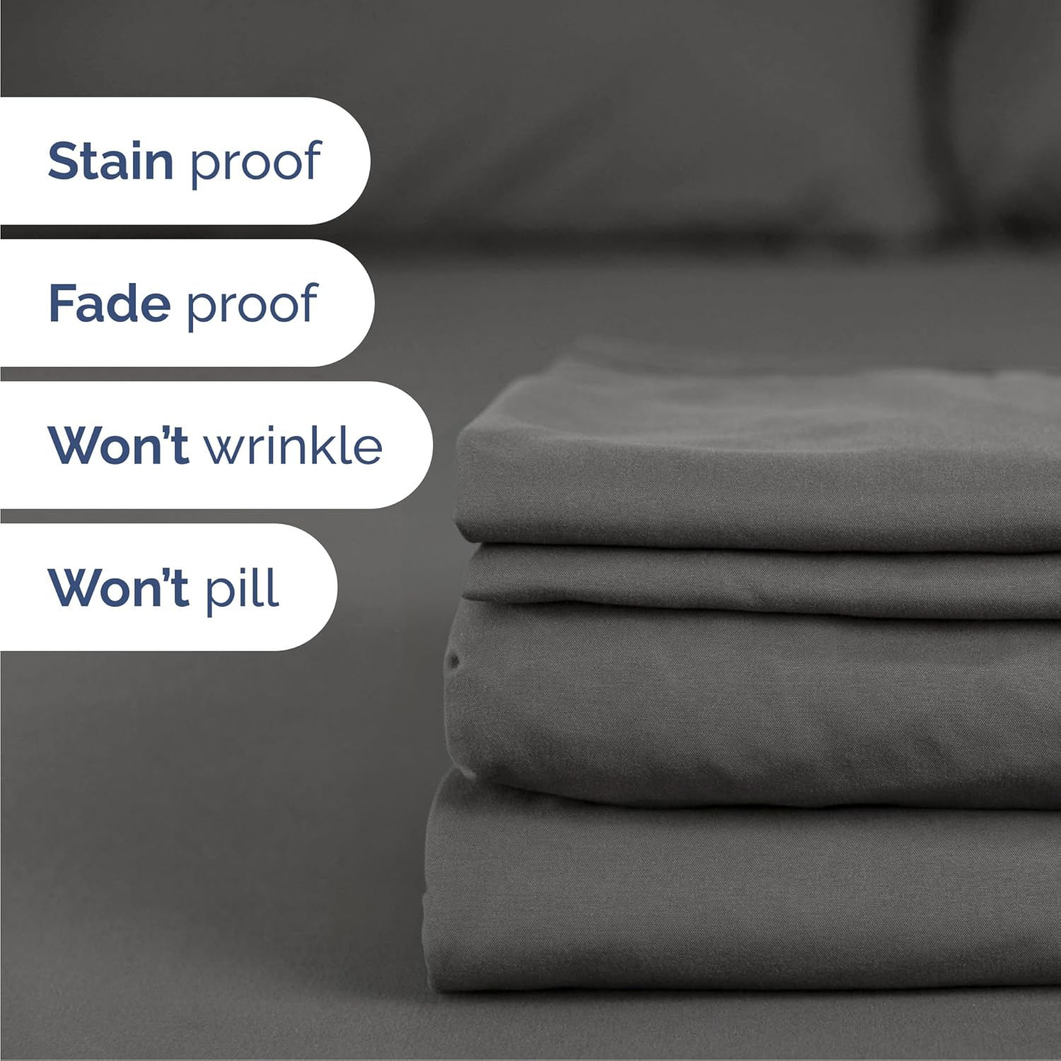 Cal King Size Sheet Set by Oeko-Tex | Comfy, Breathable & Cooling Luxury Bedding - Charcoal