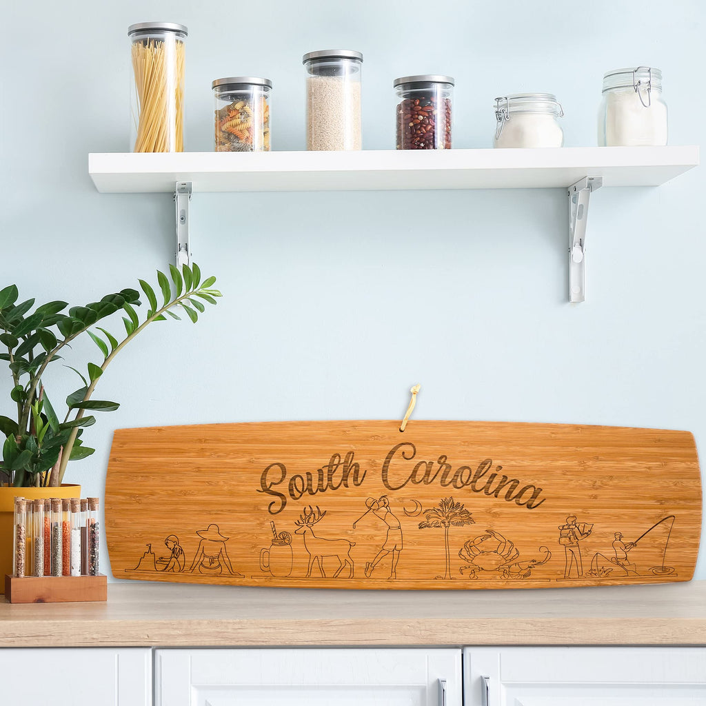 Totally Bamboo South Carolina Extra-Large Charcuterie Board and Cheese Plate with Engraved Artwork, 30" x 8.5"