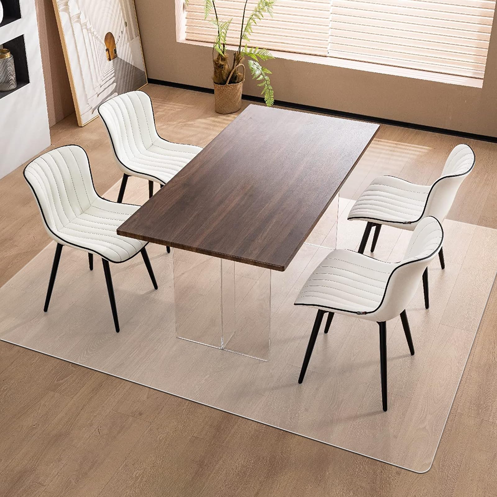 Vicwe Area Mat for Hard Floor, 4.75'×7' Clear Area Rug for Home, PVC Non-Slip Floor Protector for Dining Room, Large Anti-Scratch Floor Mats for Kitchen,Laundry Room