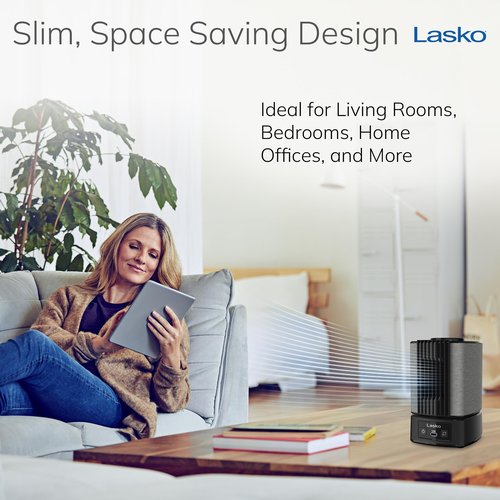 Lasko SlumberBreeze 2-in-1 Small Table Fan and White Noise Machine for Better Sleep in the Bedroom and Focus in the Home Office, Black, SB100