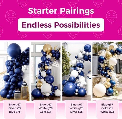 Bezente Navy Blue Latex Balloons - 100 Pack of 12-Inch Round Helium Balloons for Weddings & Parties